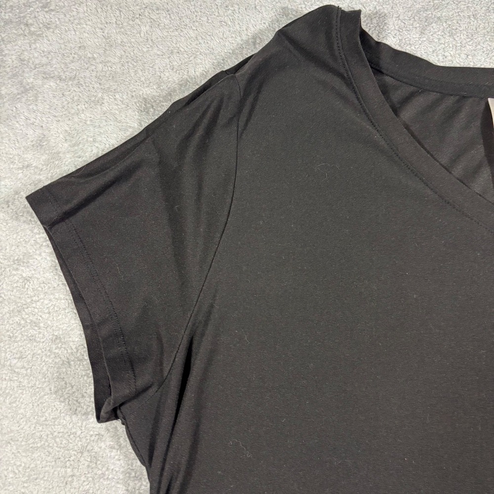 Time and Tru Maternity Top Womens XXL Black V-Neck Ruched Short Sleeve Shirt - Picture 6 of 11
